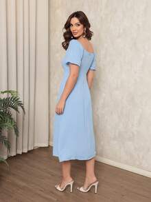 Vick Simple Cloth Pocket Wedding Dress - 淺藍色 - 查看 3