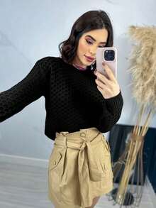 Coméia Knitted Blouse Fits Sizes 38 To 42 - Black - View 3
