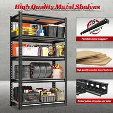 Set Of 2 Storage Shelves 5 Tier Garage Shelving Heavy Duty Metal Shelving 2000LBS Garage Shelves Adjustable Metal Shelf For Kitchen Warehouse Pantry Closet, 27.6" W X 11.8" D X 60" H - màu đen - Xem 7