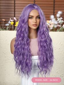 26 Inch Long Deep Wave Purple Wig; Wigs For Women, Carnival; Kpop, K Pop; Y2k; Cosplay, Heat Resistant Fiber Women's Wigs With Adjusting Belt Rose Net; Halloween; Dopamine Style; Fluffy Hair Net; Christmas; Festive Atmosphere; Back To School; Musthave For Beginners; Rose Net Hat; Comfortable To Wear; High Quality; Matte High Temperature Silk; Unique Wig; Voluminous - 紫色 - 查看 4