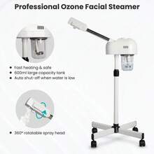 Facial Steamer With Hot Mist Function Hot/Cold Spray UV Ozone Facial Steamer Beauty Salon Spa Skin Care Pro Equipment - White - 美規A型插(110-127V) - 查看 4