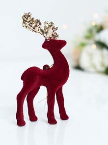 1pc Claret Plucked Christmas Tree Reindeer Pendant,Deer Pendent For Christmas Tree Decoration,Christmas Gift,Christmas Decorations,Home Decor,Table Decor,Christmas Party Supplies,Merry Christmas,Xmas Decor,Christmas Tree Window Display Decoration,Christmas Hanging Ornament,Indoor Outdoor Window Wall Decoration
