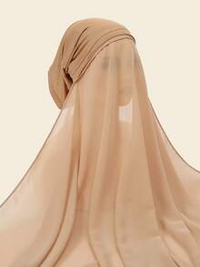 1pc Women Classic Casual Pullover Instant Chiffon Scarf, Solid Color Comfortable Breathable Modal Fabric Neck Warmer, Head Scarf, All-In-One Head Wrap, Suitable For Daily Wear For Dress