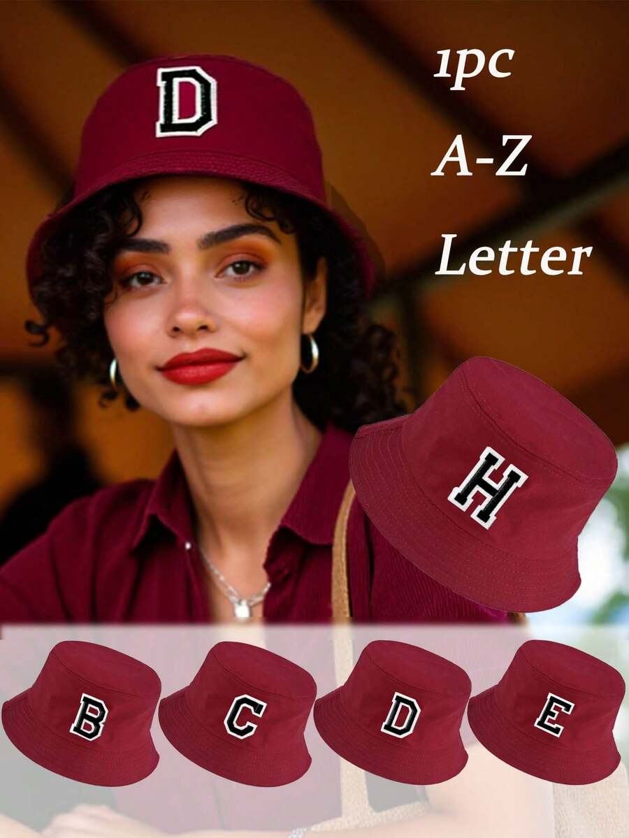 1pc Women Personalized A-Z Letter Bucket Hat, Outdoor Sun Protection Casual Cap For Spring Autumn Traveling Beach Holiday Women Sun Hat , Suitable For Summer&Spring&Autumn Outdoor Activities Autumn Decor