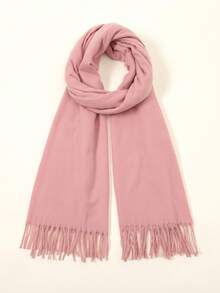 1pc Women Fashionable Versatile Solid Color Warm Scarf Women Winter Scarves For Dress - Pink - View 2