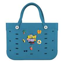 1pc Large Women's Beach Bag, Large Capacity Geometric Pattern Open Design Beach Bag, Waterproof And Sandproof Multifunctional EVA Handbag, EVA Tote Bag, Rubber Vegetable Basket Bag, Suitable For Beach, Swimming Pool, Vacation, Travel, Camping - Fashionable And Casual Shopping Bag - 彩色 - 查看 11