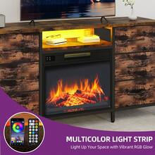 BALCONERA Electric Fireplace Insert TV Stand With 6-Drawer Storage - 55 Inch TV Entertainment Center Console Cabinet, Fireplace Heater With LED Lights, Overheat Protection & Remote Control - one-size - View 5
