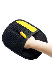 1PC Upgraded Large Pet Static Hair Removal Gloves - Black Polypropylene Cat Beauty Gloves With Yellow Decoration, Efficient Hair Removal For Cats And Dogs, Essential Pet Beauty Tools | Fashionable Pet Accessories | Care Gloves, Pet Beauty Gloves