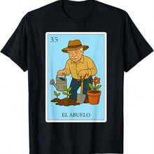 El Abuelo Grilling Grandpa Mexican Bingo Card T-Shirt>SP Gifts For Him S-3XL - 黑色E - 查看 1