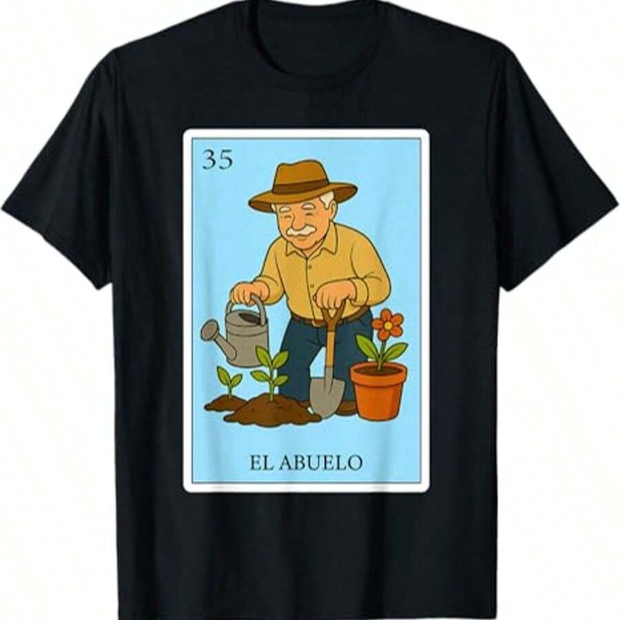 El Abuelo Grilling Grandpa Mexican Bingo Card T-Shirt>SP Gifts For Him S-3XL - 黑色E - 查看 1