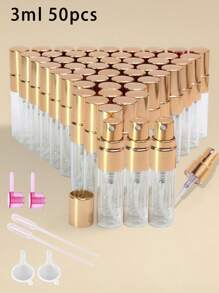 50 件套夏季旅行便携式电镀金喷雾香水分装瓶，5ml/10ml/3ml/2ml 容量香水样品瓶，细雾化妆品瓶，保湿喷雾瓶，香水分配工具，DIY 香水容器，送给家人和朋友的生日礼物，节日礼物便携且适合飞机 - 彩色 - 查看 48
