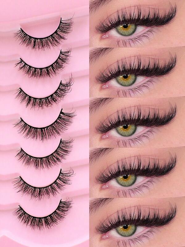 7Pairs False Lashes 3D Mink Lashes Fluffy Dramatic Thick Volume Eyelashes Natural Lashes Fake Lashes Makeup