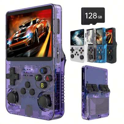 R36S Portable Retro Handheld Game Console, 3.5" IPS HD Screen, Linux System, 128GB Preloaded 40000+ Classic Games, Dual Joysticks, Long Battery Life, Perfect Gift For Adults & Teenagers