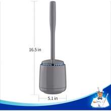 Toilet Bowl Brush And Holder, Premium Quality, With Solid Handle And Durable Bristles For Bathroom Cleaning, White, 1 Pack - Gray - View 2