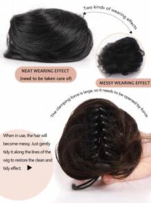 1 Pc Women's Hair Buns Synthetic Straight Curly Mini Chignon Claw Clip Chignon Hair Messy Buns Updo Claw Clip In Hairpiece For Women - Multicolor - View 8