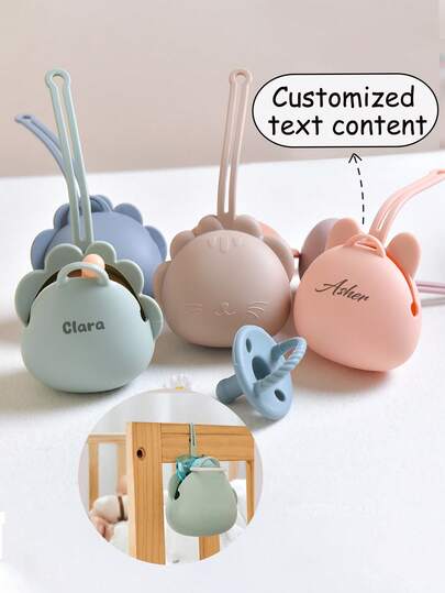 1pc Custom Silicone Pacifier Storage Box, Cartoon Lion Pacifier Holder With Strap, Portable Anti-Loss Pacifier Container Baby Shower Family Decorations Gifts Winter Eve Gifts Back To School Winter Gift Ideas Boy Girl Valentine's Day Multi-Functional, Ornamental, Letter Exquisite, Stylish, Baby Fashion, Soft Squishy, Colorful, Cute Kawaii Adorable Unique, Customized Treasurefinds, Baby Gifts, Cute Baby For Children's Day,Multi-Functional,Ornamental,Letter,Stylish,Modern,Colorful,Cute,Adorable,Casual,Custom,Personalised,Unique,Customized,Ideal Gifts For Him,Ideal Gifts For Her, Edit,Back To School Fashion