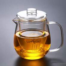 1 Set - 600ml Glass Teapot With Infuser, Lid, Suitable For Loose Leaf Tea/Flower Tea/Tea Bags/Coffee/Milk, Teapot, Tea Separator, Glass Container, Great Gift, Holiday Gift, Single Serving Tea Cup, Lead-Free Borosilicate Glass, Heat Resistant, Microwave And Dishwasher