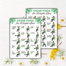 Desafío de yoga en silla de 30 días | Guía de entrenamiento en silla | Ejercicios de silla imprimibles | Plan de entrenamiento en el hogar para personas mayores, 2 sets, 8x10 pulgadas sin marco, accesorios de entrenamiento, guía de acondicionamiento físico para personas mayores, texto de fácil lectura, material de papel resistente, entrenamiento en el hogar, texto de fácil lectura, construcción resistente, guía de entrenamiento, usuarios conscientes de la salud