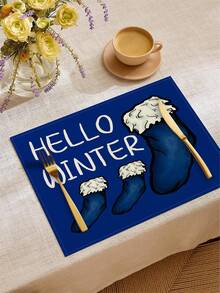 4 buc/6 buc/60 buc Covorașe decorative de Crăciun, Covorașe din in cu fulgi de zăpadă și oameni de zăpadă, Covorașe rezistente la murdărie, Potrivite pentru casă, sufragerie și restaurant, Decor de masă, Articole pentru casă