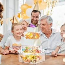 Square Acrylic Cake Stand, Transparent Cupcake Display Holder With Cover, Suitable For Wedding, Birthday Party, Dessert Table, Non-Electric - Clear - View 7