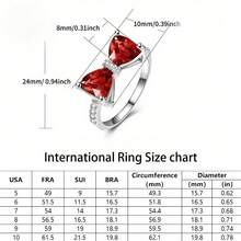 EJG 1 Pc Red Bow  Ring For Women, Size 7-10, Bohemian Cute Ring, Valentine's Birthday Christmas Gift For Her, Back To School, Office, Party Jewelry,  Everyday Stackable Dainty Ring - 紅色 - 查看 4