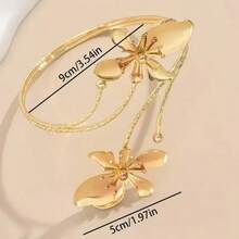 1pc Adjustable Floral Anklet With Geometric Design - Elegant Open Cuf Foot Chain Jewelry For Daily Wear, Parties & Holidays, Al-Season Comfort, Party Accessory Floral Pattern | Adiustable Ankle Jewelry, Anklets For Women Daily Wear Party Jewelry Gifts - Multicolor - View 4