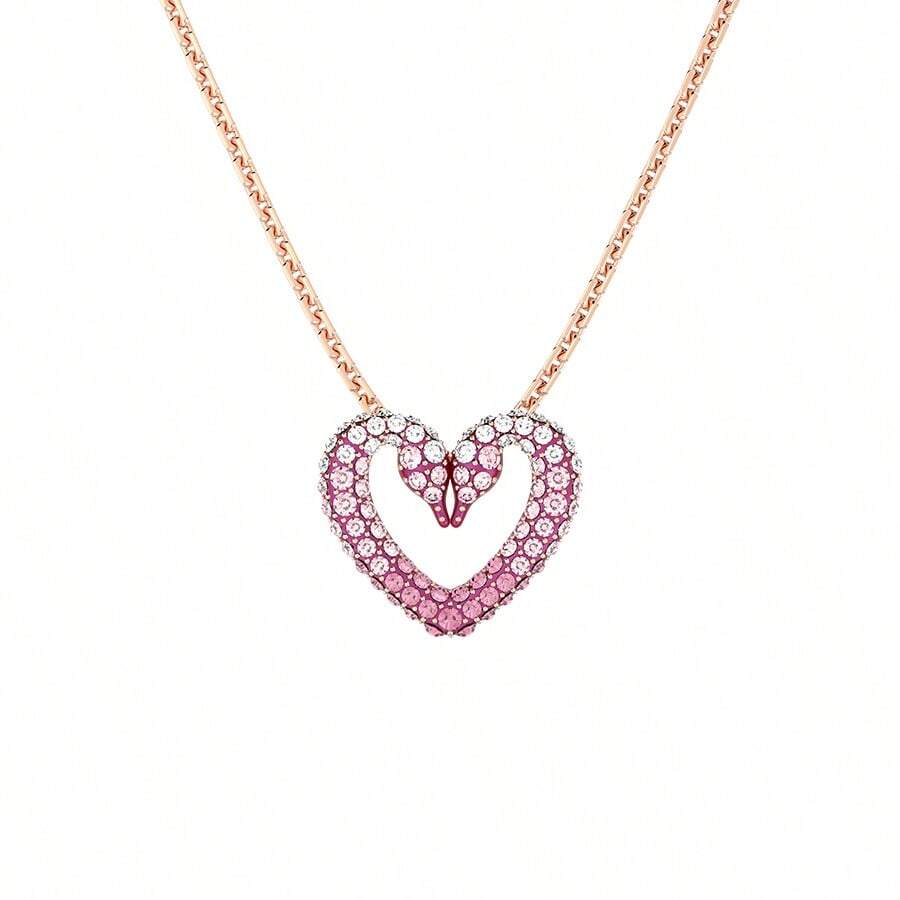 SWAROVSKI SUBLIMA 愛心項鍊女鎖骨鍊女送母親送女友送愛人生日禮物開學禮物聖誕禮物結婚禮物 - 漸層 - 查看 1