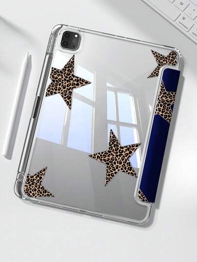 The Beautiful And Cute Cartoon Leopard Print Star Double-Sided Painted Acrylic Transparent Crystal Back Cover Is Shockproof And Suitable For IPad 7th Generation, 8th Generation (10.2 Inches), And 10th Generation. It Has A Built-In Pen Slot And Supports Sleep And Wake-Up Functions/Multiple Folding Stand Methods. These Are Festival Gifts And New Year Gifts