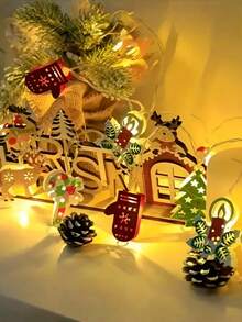 1pc Brand-New [Holiday Christmas LED String Lights] – Ironwork-Designed Holiday Decorations Featuring Santa Claus, Reindeer, Snowman, Bell Cane Candy, Christmas Stockings, Etc., Battery-Powered Indoor Holiday Decorations (Batteries Not Included) Halloween Decor Christmas Decoration Thanksgiving Wedding Home Decor Home Decor Fall Decor Autumn Decor Birthday Decorations For Gifts Party Supplies Indoor Outdoor Garden Holiday Festival Decor Wall Decor Halloween Ornaments