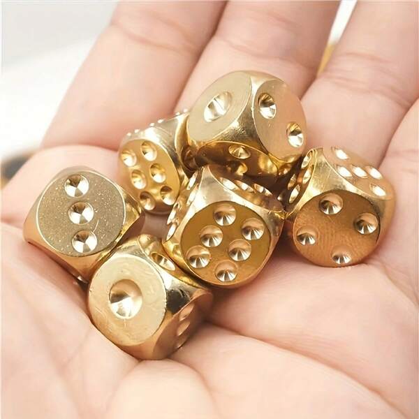 A Set Of Bar Game Essentials Handmade Solid Brass Dice |   Polished, Exquisite, And Durable |   Creative Gifts |   Suitable For Action Games |   Tabletop Gaming Accessories
