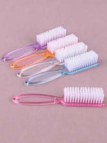 Juego de 4 cepillos de uñas de mango largo y multicolor, de plástico cuadrado que pueden limpiar sin que se caigan los pelos, cepillos de cristal para uñas, herramientas para uñas, accesorios para uñas, suministros para uñas