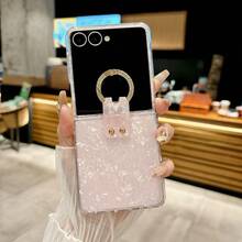 1 件男女通用可折叠手机壳，带腕带和指环，贝壳图案设计，兼容三星 Galaxy Z Flip 7/6/5/4/3、Razr 50/50 Ultra/60/60 Ultra，粉色、紫色、黑色、白色、象牙色可选 - 粉紅色 - 查看 11