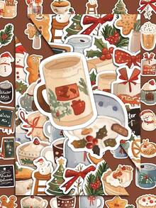 Zestawy naklejek świątecznych 50-100 szt. – wielokrotnego użytku, samoprzylepne naklejki winylowe – nadają się na butelki z wodą, laptopy, prezenty, okna, narty w różnych kształtach i kolorach – dekoracje na imprezę świąteczną, najlepszy wybór na Boże Narodzenie