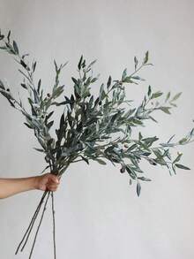 1/2 piezas Rama artificial de hoja de olivo gris-verde de 80 cm, flor de primavera falsa, follaje artificial para boda, planta falsa para decoración del hogar/cocina, arreglos florales DIY, centros de mesa, regalo. Para decoración del hogar, ramos de flores, flores artificiales, decoración de jardín, flores falsas