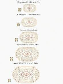 1pc Luxury European Style Oval Rug - Soft, Plush Floral Pattern, Gold Trim, Decorative Carpet, Bedroom Decor, Small Rug, Carpet, Home Decor, Living Room Rug, Living Room Small Rug, Bedroom Rug, Living Room Home Decor, Outdoor Rug, Washable Rug - Multicolor - View 8