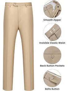 Men's 2 Piece Suits Two Button Pants Set Party,Wedding And BusinessChristmas CNPN - 香檳色 - 查看 3