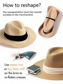 1pc Women's Colorblock Fashionable Summer Sun-Shielding Versatile Woven Jazz Hat, Straw Hat