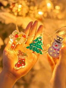 1pc Brand-New [Holiday Christmas LED String Lights] – Ironwork-Designed Holiday Decorations Featuring Santa Claus, Reindeer, Snowman, Bell Cane Candy, Christmas Stockings, Etc., Battery-Powered Indoor Holiday Decorations (Batteries Not Included) Halloween Decor Christmas Decoration Thanksgiving Wedding Home Decor Home Decor Fall Decor Autumn Decor Birthday Decorations For Gifts Party Supplies Indoor Outdoor Garden Holiday Festival Decor Wall Decor Halloween Ornaments