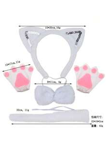 女士猫耳猫尾套装 - 黑猫服装配饰套件（3 件）| 万圣节角色扮演、派对礼品、性感猫女造型 | 包含毛茸茸的耳朵、仿尾巴和铃铛颈链 | 成人装扮 - 黑色 - 查看 10