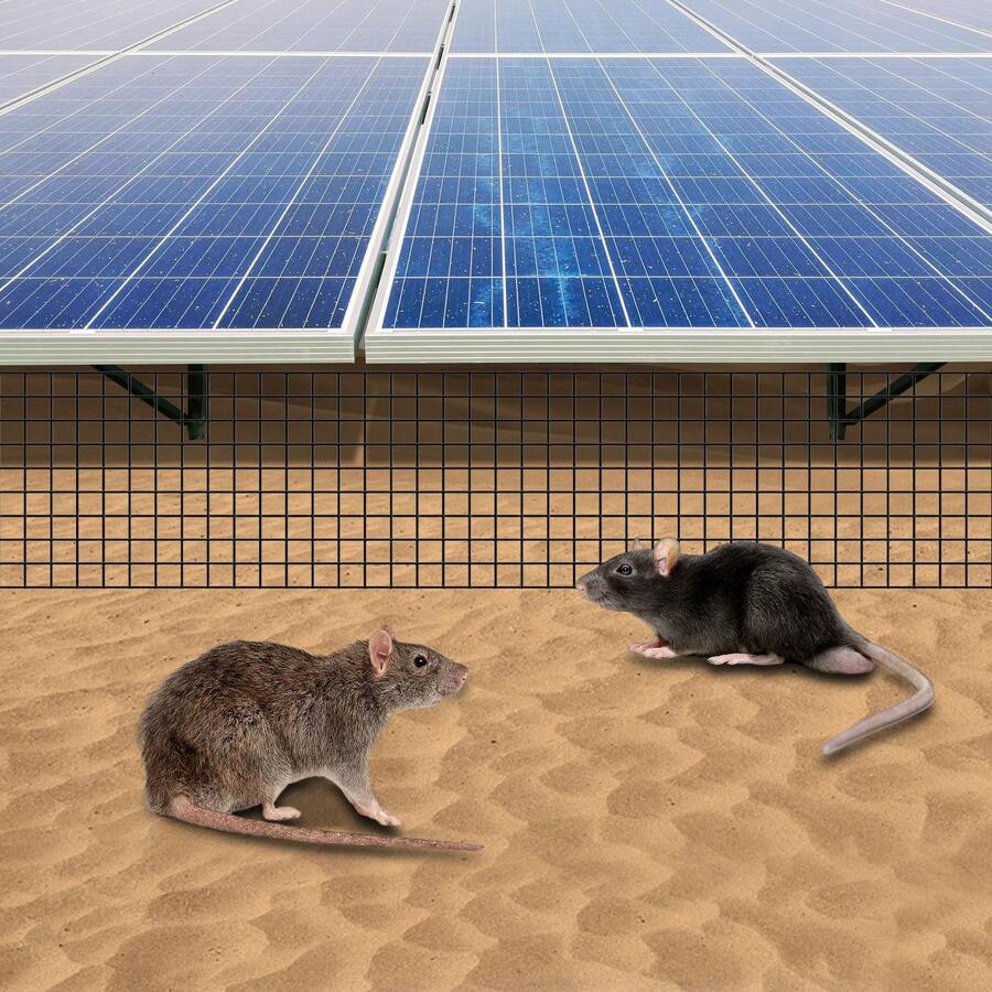 100ft Solar Panel Bird Guard Mesh - 8inch Wide 0.5in Grid PVC Coated Iron Wire With 70 Clips, Anti-Bird Rodent Proof Protection Net For Roof Solar Systems (Black) - Black - View 1