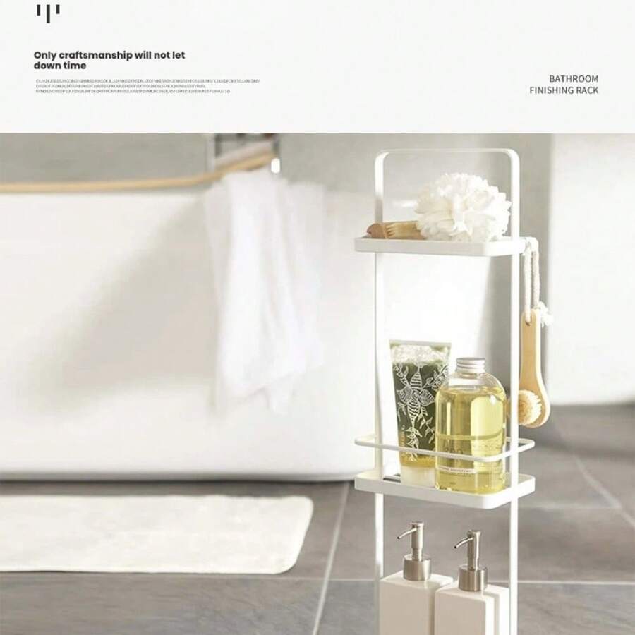 1pc Floor-Standing Bathroom Organizer Rack, Simple Storage Shelf For Bathroom, Living Room, Drain Rack - Multicolor - View 1
