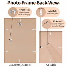 HIMEETIME 1/2/3件装，12x16英寸/30x40厘米铝合金相框，8x10英寸/20x25厘米壁挂/桌面相框，A3简约经典金属线条斜角3D相框，A4 3D证书框，优质金属拉丝纹理，高清亚克力，可竖放或横放 - 彩色 - 查看 3