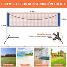 AdooAdii Juego de Red de Bádminton Portátil de Altura Ajustable, Red de Tenis Pickleball con Soporte Postes Red Deportiva de Poliéster, Montaje Rápido Jardín Patio Playa 5.18x1.55M - 1 - Ver 6