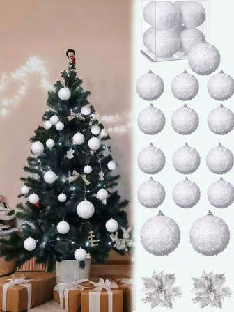 11 st - Julgranskulor Glitter Paljett Skumprydnader Hängande Ornament För Jul Bröllopsfest Festliga Dekorationer