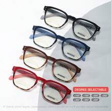 1pc Square Reading Glasses, +100°-+400° Magnification Options, Frame Colors, Stable & Comfortable Fit, Practical & Stylish For Daily Use By Middle-Aged And Elderly