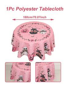 1 pièce Nappe ronde décorative rose pour Halloween, nappe en polyester avec motif de citrouille fantôme et chat noir, décoration de table pour fête d'Halloween, Trick or Treat, fantôme BOO, décoration de célébration d'Halloween, nappe rose pour fête, décoration de fête pour dames, décoration de table de salle à manger pour Halloween, décoration de cuisine et salle à manger, décoration d'intérieur, nappe de haute qualité et durable, petit cadeau d'Halloween, petit cadeau de fête - Halloween Rose BOO - Voir 12