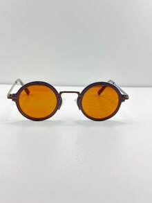 [Betsy]Unisex Vintage Metal Round Sunglasses – Retro Style, Lightweight Comfort & Iconic Look - 琥珀色布朗 - 查看 2