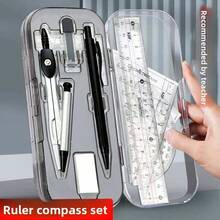 Set de 8 piezas de herramientas de dibujo geométrico para volver a la escuela, que incluye compás, lápiz mecánico, transportador, regla, juego de triángulos y caja de almacenamiento, adecuado para uso escolar, oficina y hogar