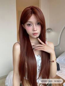 alicegarden Forehead Lace Curly Wig, Mid Cut Style, Red Long Rolled Wig, 32 Feet Long, Natural And Realistic Wig For Daily Use