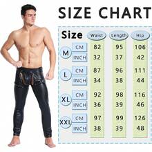 Mens Skinny Pants Faux Leather Open Crotch Trousers With Bulge Pouch-20256688 - A-Đen - Xem 7